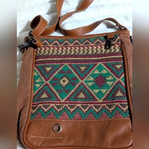 Bohemian myra Brown and Green Crossbody Bag